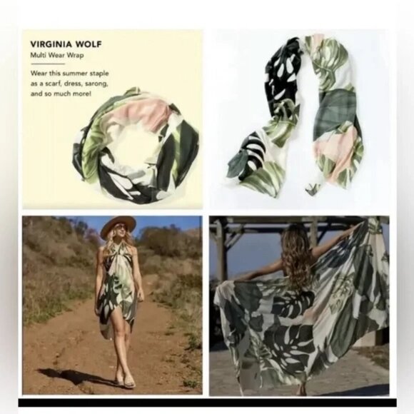 Virginia Wolf Monstera Multipurpose Beach Swim Wrap Dress Cover Up - Picture 4 of 11